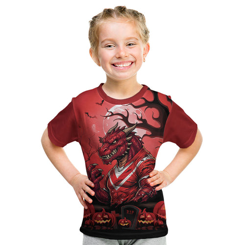Custom Halloween St George Illawarra Dragons Kid T Shirt Spooky Australia Mascot Rugby
