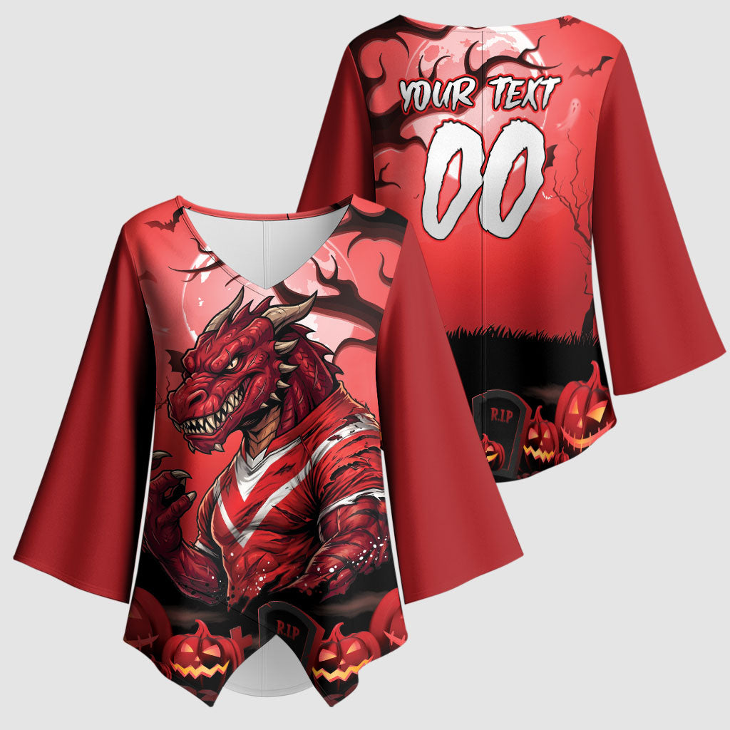 Custom Halloween St George Illawarra Dragons Kimono Sleeve Blouse Spooky Australia Mascot Rugby