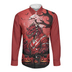 Custom Halloween St George Illawarra Dragons Long Sleeve Button Shirt Spooky Australia Mascot Rugby