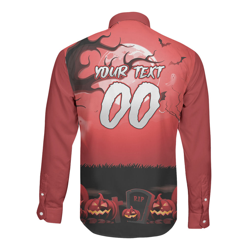 Custom Halloween St George Illawarra Dragons Long Sleeve Button Shirt Spooky Australia Mascot Rugby