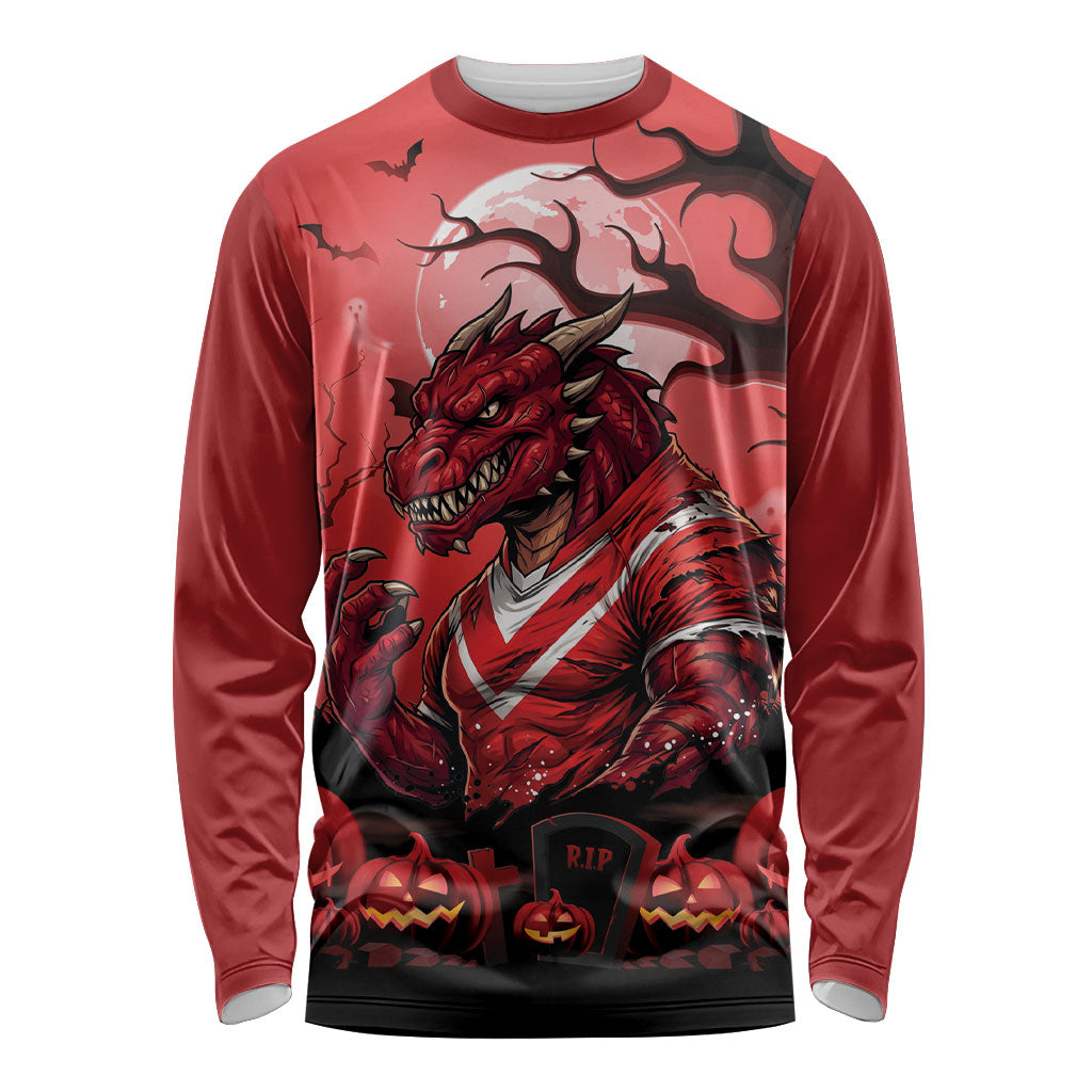 Custom Halloween St George Illawarra Dragons Long Sleeve Shirt Spooky Australia Mascot Rugby