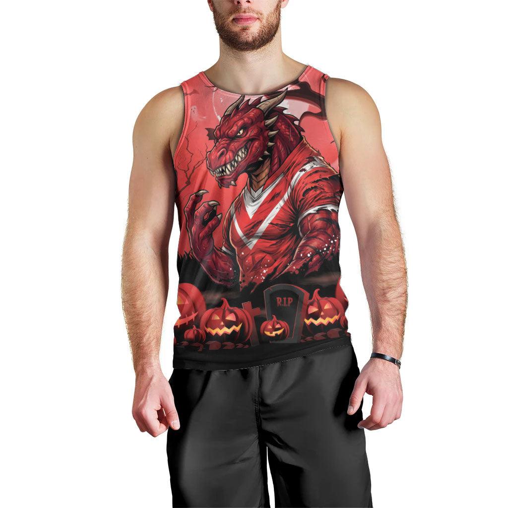 Custom Halloween St George Illawarra Dragons Men Tank Top Spooky Australia Mascot Rugby