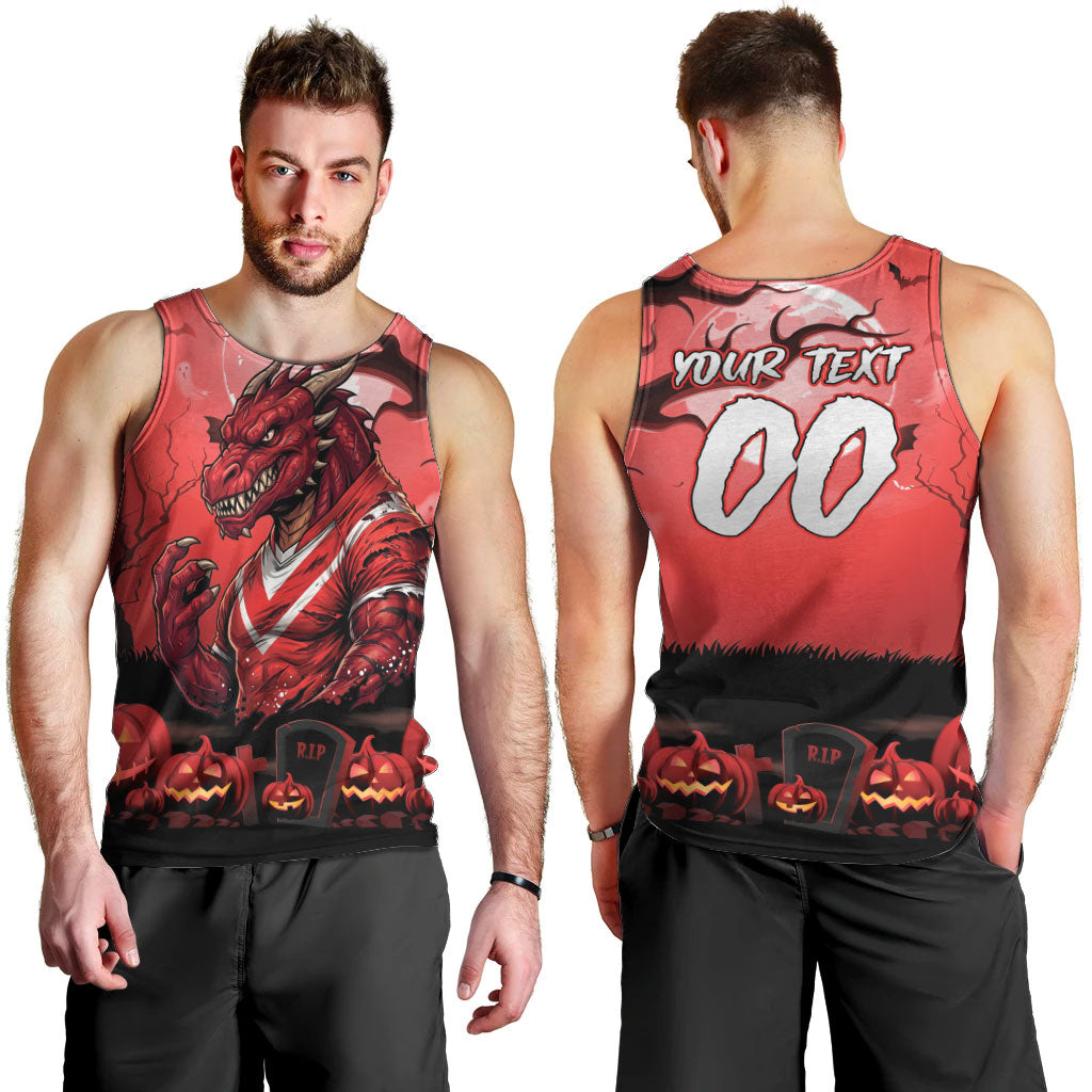 Custom Halloween St George Illawarra Dragons Men Tank Top Spooky Australia Mascot Rugby