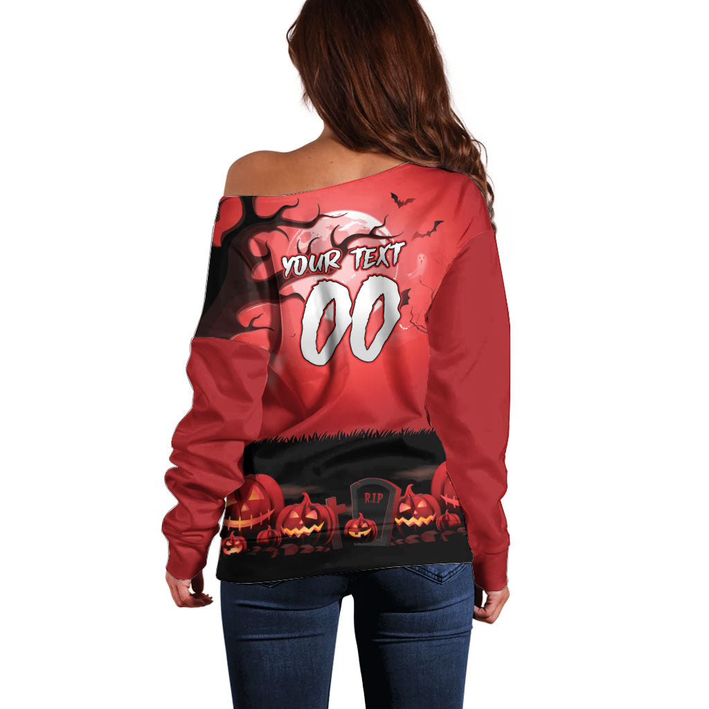 Custom Halloween St George Illawarra Dragons Off Shoulder Sweater Spooky Australia Mascot Rugby
