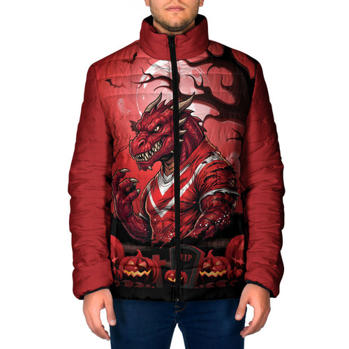 Custom Halloween St George Illawarra Dragons Padded Jacket Spooky Australia Mascot Rugby