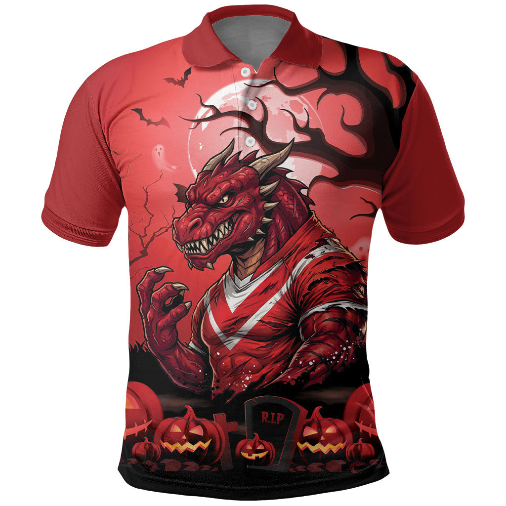 Custom Halloween St George Illawarra Dragons Polo Shirt Spooky Australia Mascot Rugby