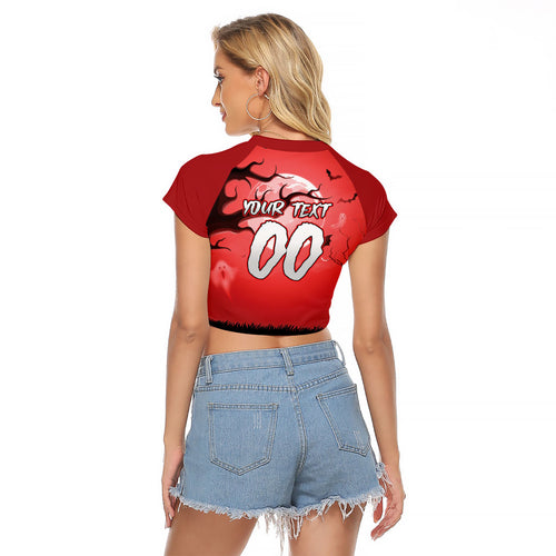 Custom Halloween St George Illawarra Dragons Raglan Cropped T Shirt Spooky Australia Mascot Rugby