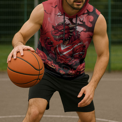 Custom Halloween St George Illawarra Dragons Sleeveless Hoodie Spooky Australia Mascot Rugby