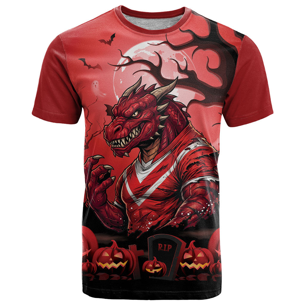 Custom Halloween St George Illawarra Dragons T Shirt Spooky Australia Mascot Rugby