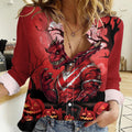 Custom Halloween St George Illawarra Dragons Women Casual Shirt Spooky Australia Mascot Rugby