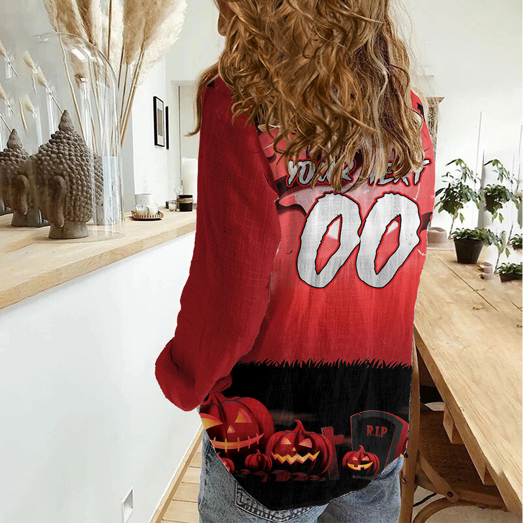 Custom Halloween St George Illawarra Dragons Women Casual Shirt Spooky Australia Mascot Rugby