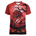 Custom Halloween St George Illawarra Dragons Women V-Neck T-Shirt Spooky Australia Mascot Rugby