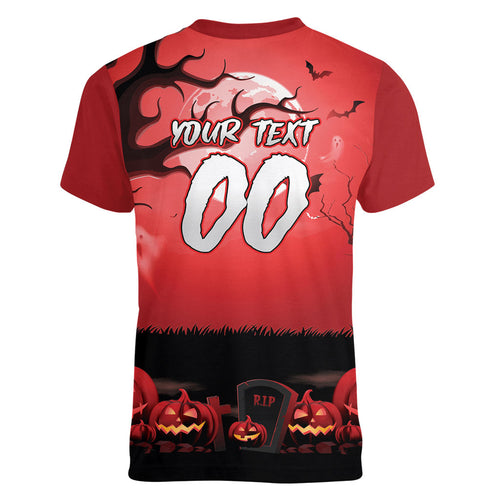 Custom Halloween St George Illawarra Dragons Women V-Neck T-Shirt Spooky Australia Mascot Rugby
