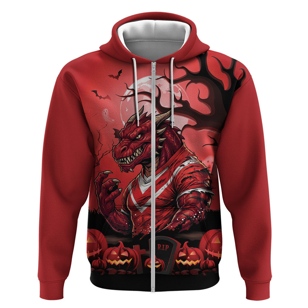 Custom Halloween St George Illawarra Dragons Zip Hoodie Spooky Australia Mascot Rugby