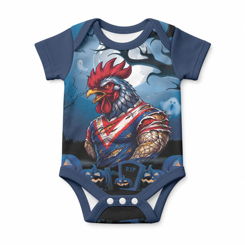 Custom Halloween Sydney Roosters Baby Onesie Spooky Australia Mascot Rugby