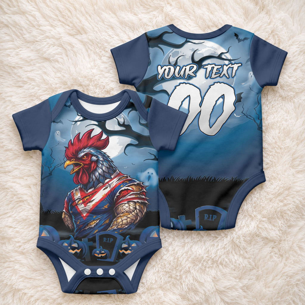 Custom Halloween Sydney Roosters Baby Onesie Spooky Australia Mascot Rugby