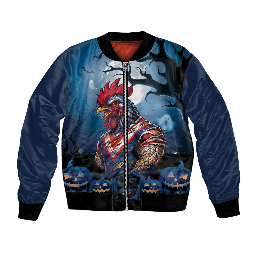 Custom Halloween Sydney Roosters Bomber Jacket Spooky Australia Mascot Rugby
