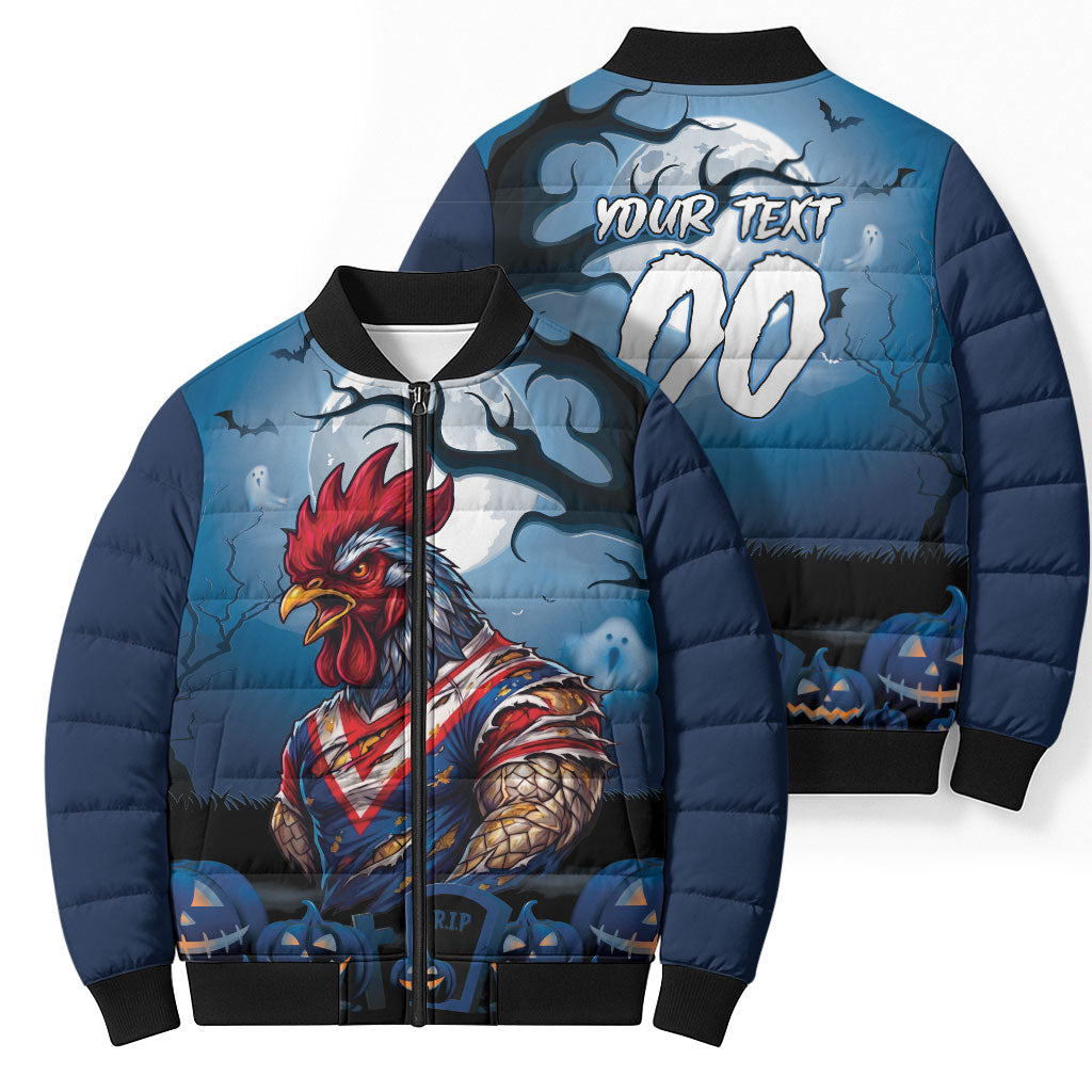 Custom Halloween Sydney Roosters Bomber Puffer Jacket Spooky Australia Mascot Rugby
