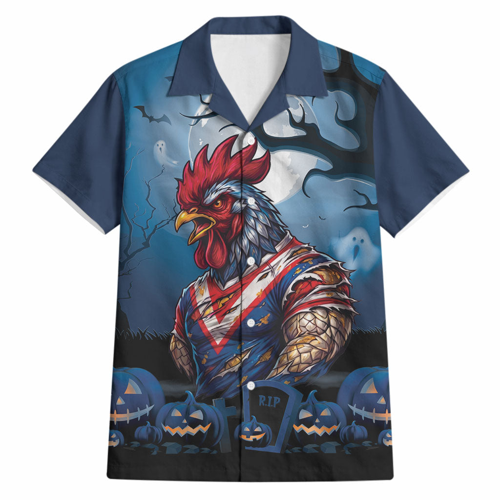 Custom Halloween Sydney Roosters Hawaiian Shirt Spooky Australia Mascot Rugby