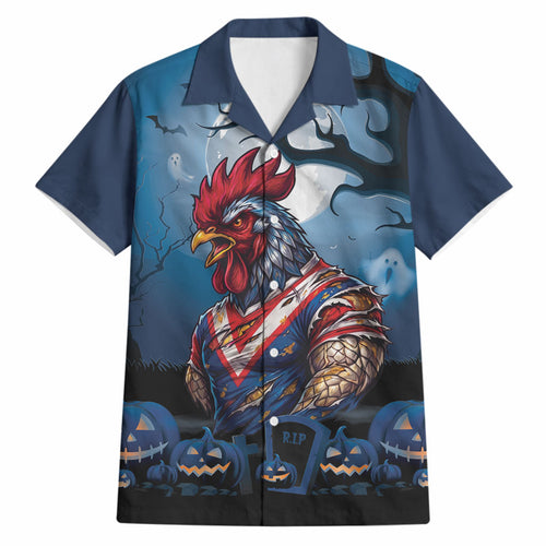 Custom Halloween Sydney Roosters Hawaiian Shirt Spooky Australia Mascot Rugby