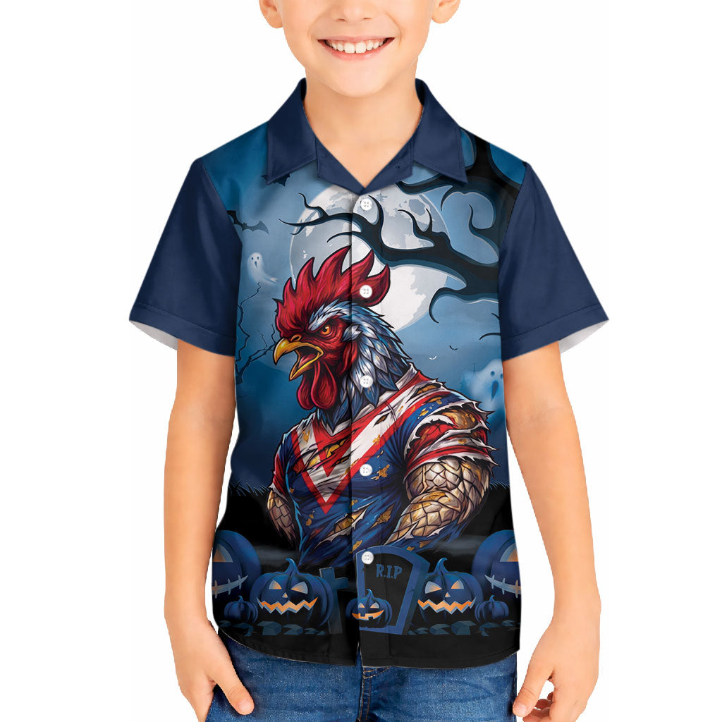 Custom Halloween Sydney Roosters Hawaiian Shirt Spooky Australia Mascot Rugby
