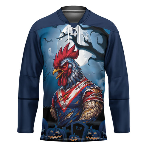 Custom Halloween Sydney Roosters Hockey Jersey Spooky Australia Mascot Rugby
