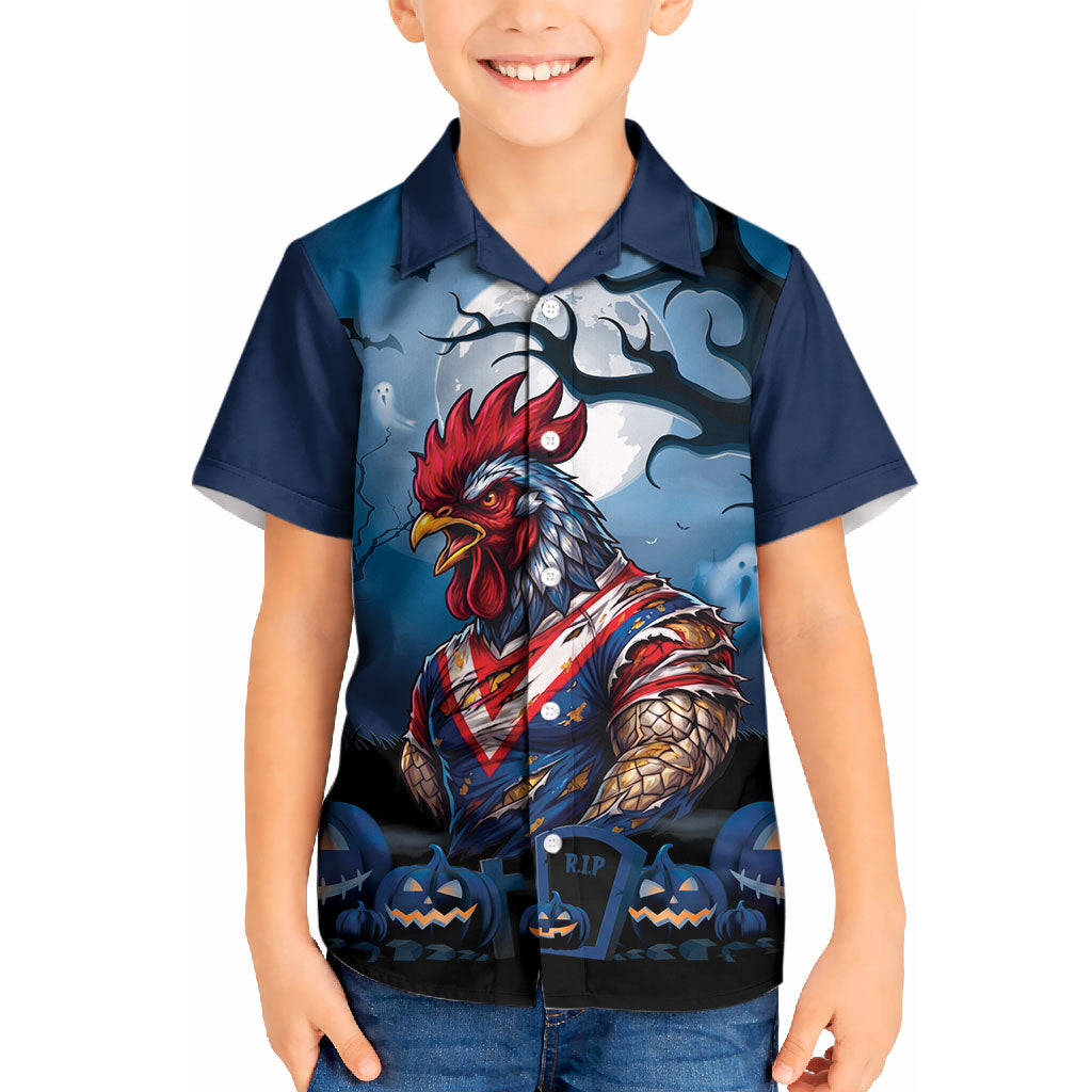Custom Halloween Sydney Roosters Kid Hawaiian Shirt Spooky Australia Mascot Rugby