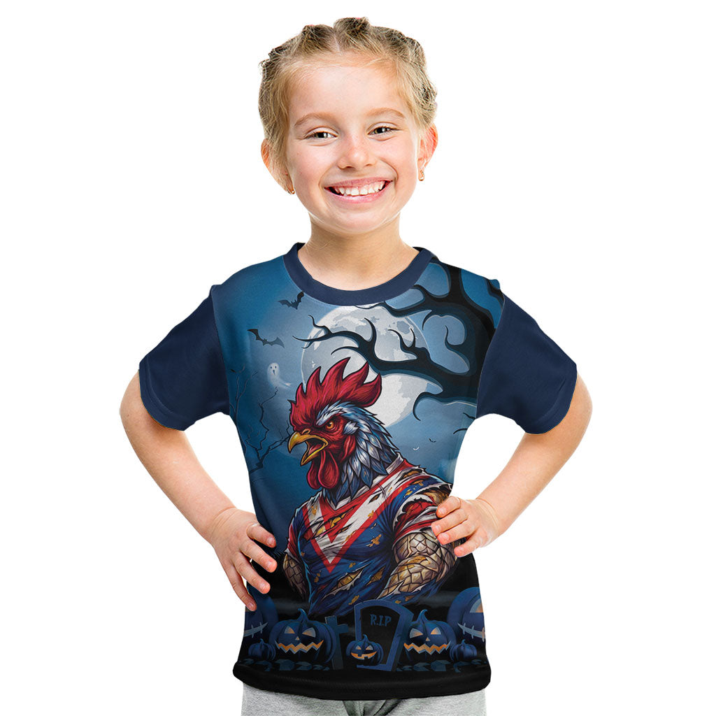 Custom Halloween Sydney Roosters Kid T Shirt Spooky Australia Mascot Rugby