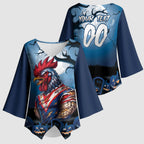 Custom Halloween Sydney Roosters Kimono Sleeve Blouse Spooky Australia Mascot Rugby