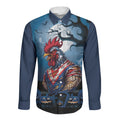 Custom Halloween Sydney Roosters Long Sleeve Button Shirt Spooky Australia Mascot Rugby