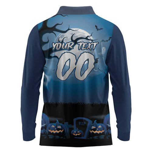 Custom Halloween Sydney Roosters Long Sleeve Polo Shirt Spooky Australia Mascot Rugby