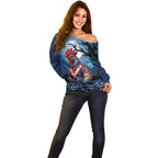 Custom Halloween Sydney Roosters Off Shoulder Sweater Spooky Australia Mascot Rugby
