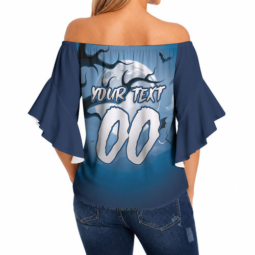 Custom Halloween Sydney Roosters Off Shoulder Wrap Waist Top Spooky Australia Mascot Rugby