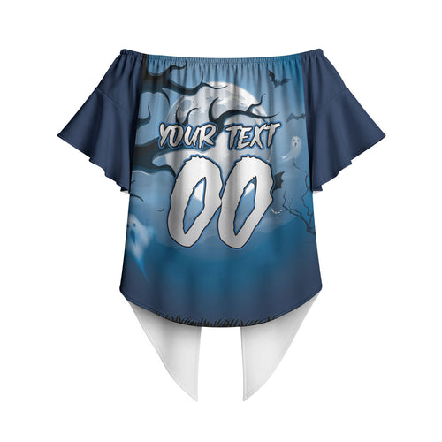 Custom Halloween Sydney Roosters Off Shoulder Wrap Waist Top Spooky Australia Mascot Rugby