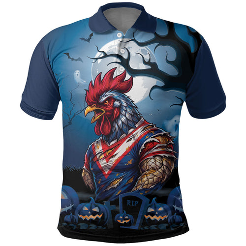 Custom Halloween Sydney Roosters Polo Shirt Spooky Australia Mascot Rugby