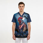 Custom Halloween Sydney Roosters Scrub Top Spooky Australia Mascot Rugby