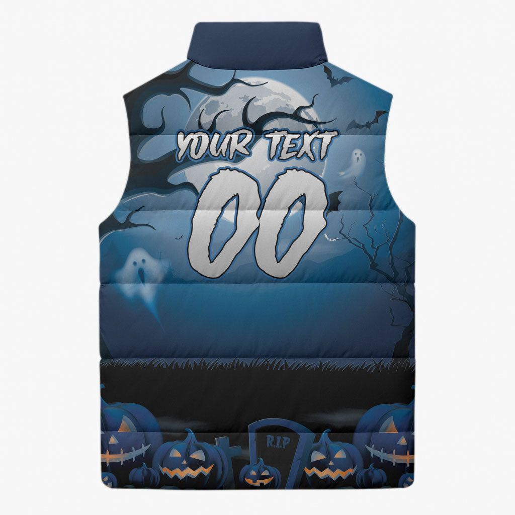 Custom Halloween Sydney Roosters Sleeveless Puffer Jacket Spooky Australia Mascot Rugby