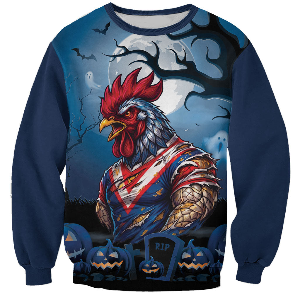 Custom Halloween Sydney Roosters Sweatshirt Spooky Australia Mascot Rugby