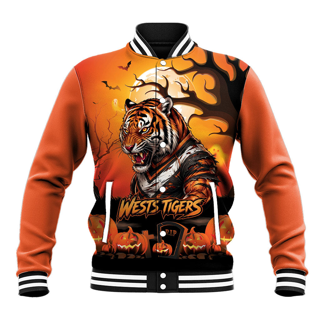 Custom Halloween Wests Tigers Baseball Jacket Spooky Australia Mascot Rugby