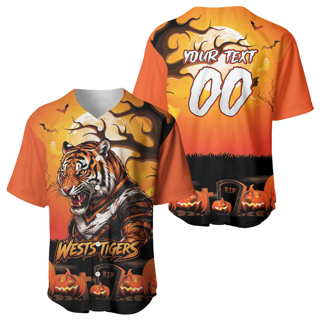 Custom Halloween Wests Tigers Baseball Jersey Spooky Australia Mascot Rugby