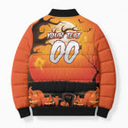 Custom Halloween Wests Tigers Bomber Puffer Jacket Spooky Australia Mascot Rugby
