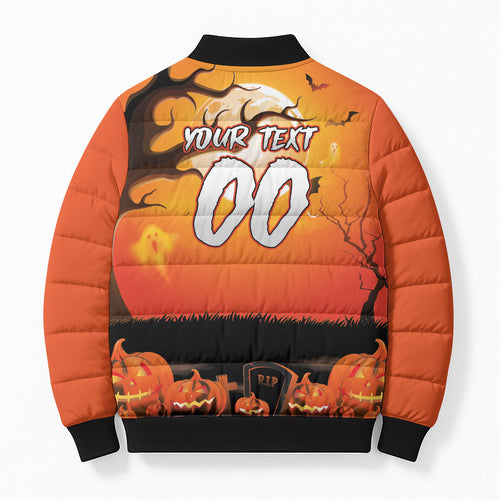 Custom Halloween Wests Tigers Bomber Puffer Jacket Spooky Australia Mascot Rugby