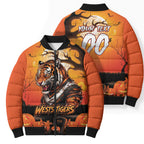 Custom Halloween Wests Tigers Bomber Puffer Jacket Spooky Australia Mascot Rugby