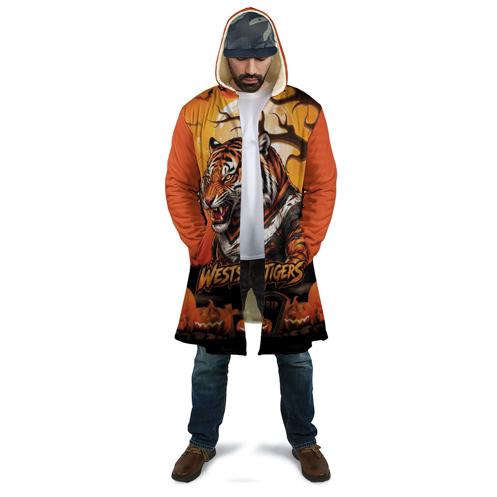 Custom Halloween Wests Tigers Cloak Spooky Australia Mascot Rugby