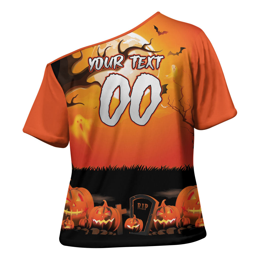 Custom Halloween Wests Tigers Cross Shoulder Shirt Spooky Australia Mascot Rugby