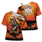 Custom Halloween Wests Tigers Cross Shoulder Shirt Spooky Australia Mascot Rugby