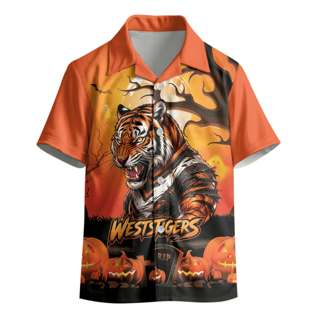 Custom Halloween Wests Tigers Kid Hawaiian Shirt Spooky Australia Mascot Rugby