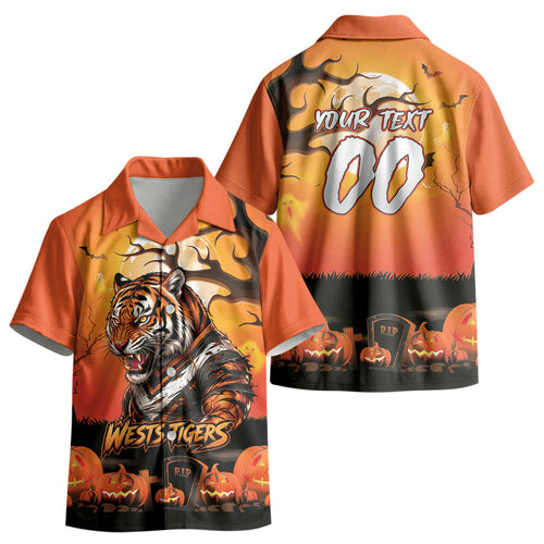 Custom Halloween Wests Tigers Kid Hawaiian Shirt Spooky Australia Mascot Rugby
