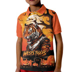 Custom Halloween Wests Tigers Kid Polo Shirt Spooky Australia Mascot Rugby