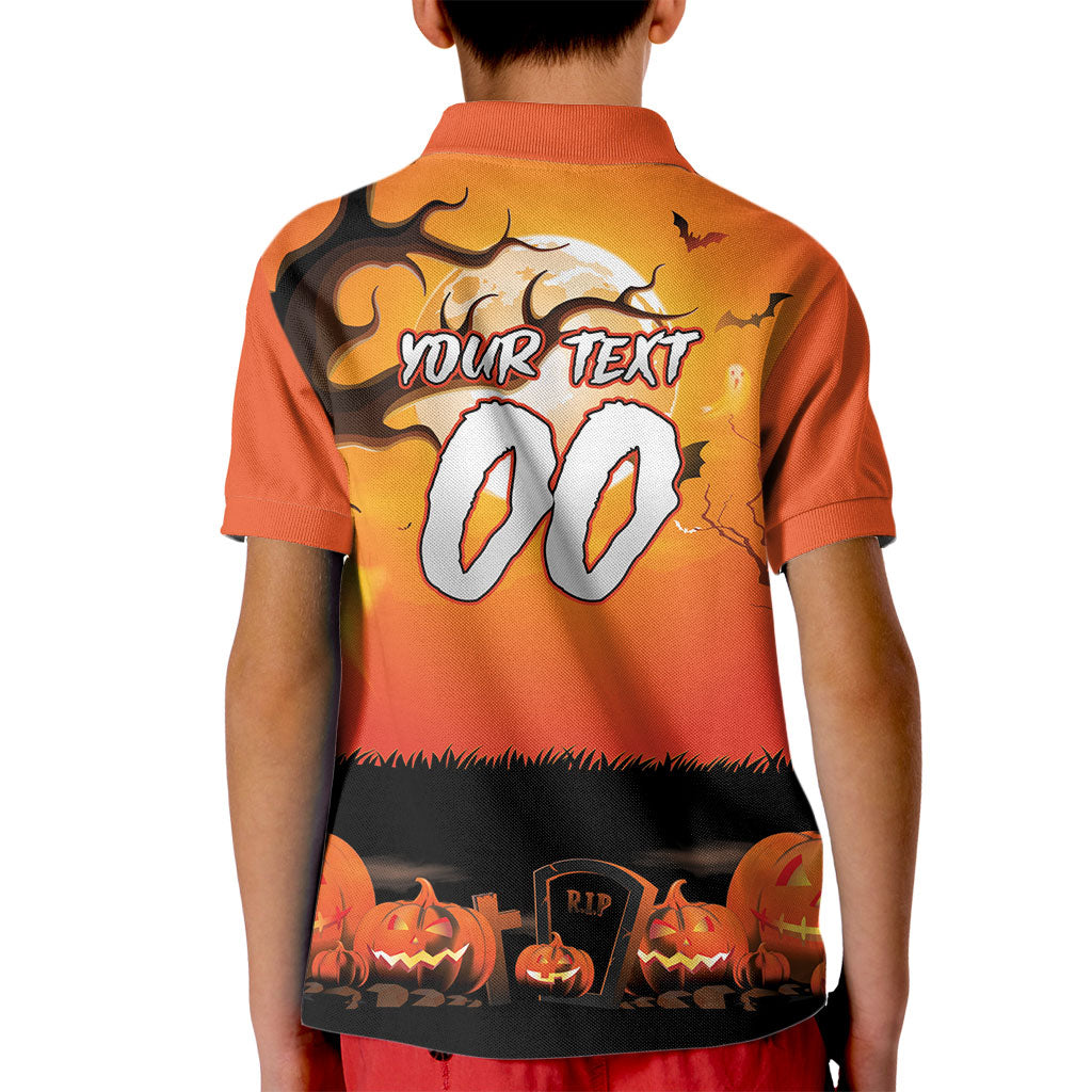 Custom Halloween Wests Tigers Kid Polo Shirt Spooky Australia Mascot Rugby
